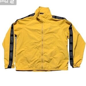 Obey Jax Track Windbreaker Jacket Mustard Yellow Streetwear Logo Tape Mens L